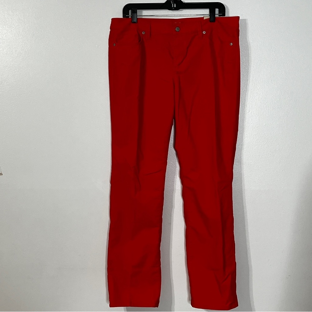 Loft Red Modern Straight Corduroy Pants